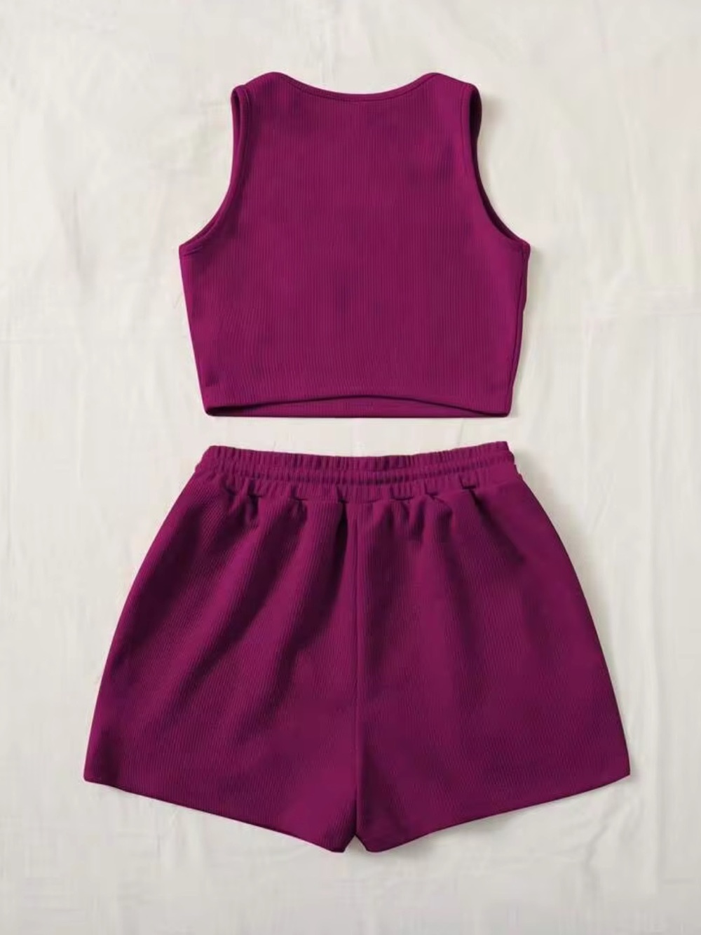 Women's Magenta Ribbed Drawstring Shorts - Unbranded - Picture 2 of 4